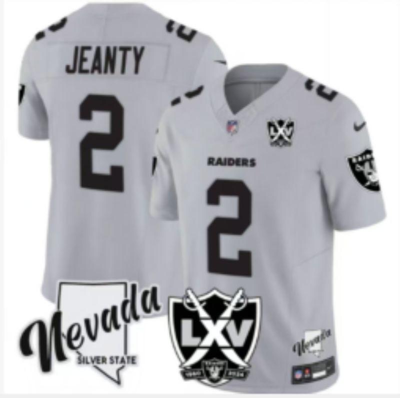 Men 2025 Oakland Raiders #2 Jeanty Grey Retro Third Generation Nike Limited NFL Jersey style 04->oakland raiders->NFL Jersey